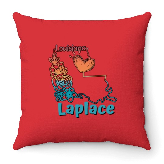 I love my home town Laplace Louisiana Throw Pillows