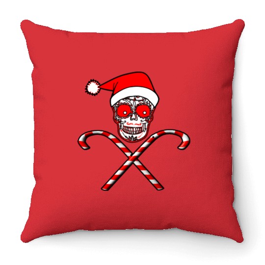 Sugar Skull And Candy Canes Throw Pillows
