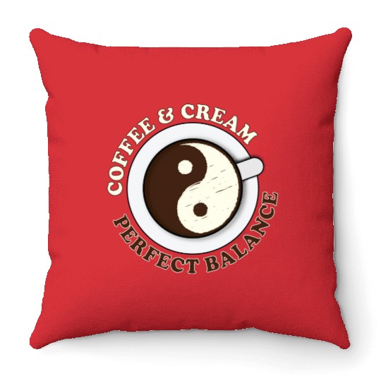Yin Yang Yoga Coffee and Cream Throw Pillows