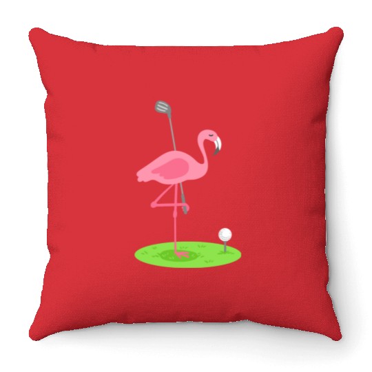 Golf Flamingo Golfing Golfer Throw Pillows