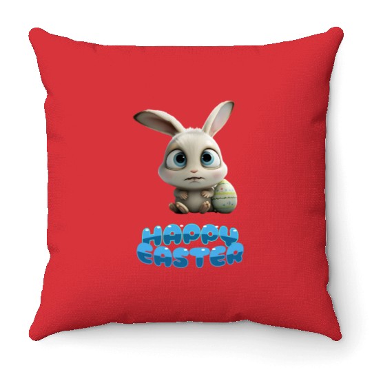 Funny Cute Happy Easter Bunny Throw Pillows