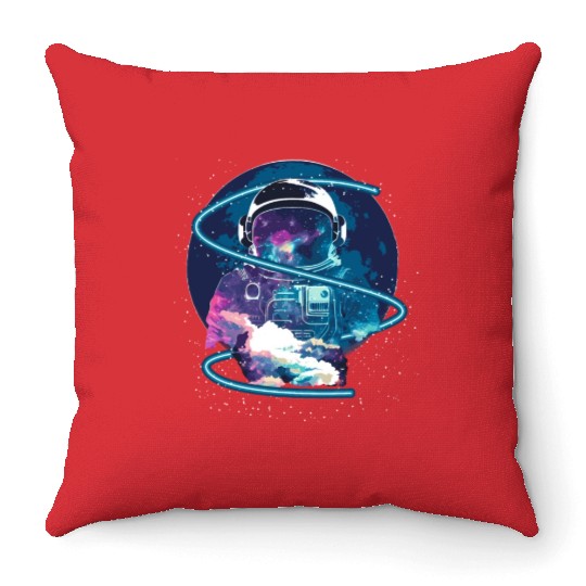 Galaxy Astronaut Full Moon Astronomy Space Science Throw Pillows