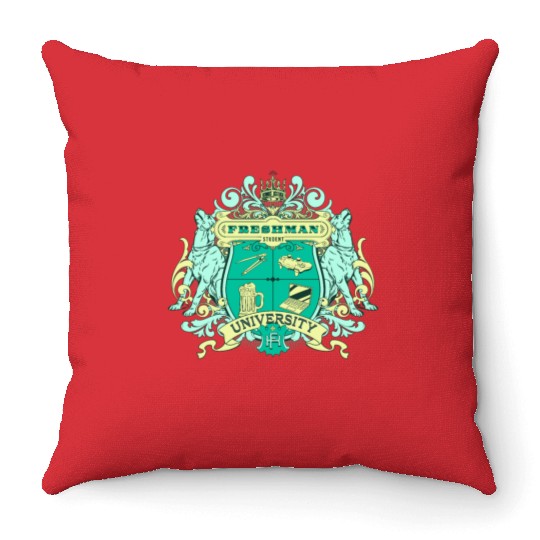 Insignia of University Freshman - Coat of arms Throw Pillows