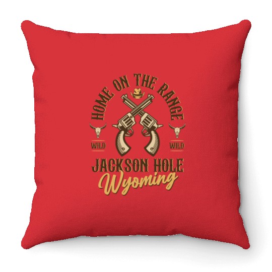 Jackson Hole Wyoming wild west town Throw Pillows
