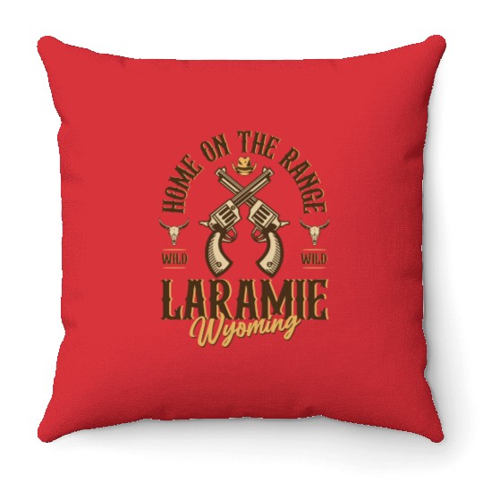 Laramie Wyoming wild west town Throw Pillows
