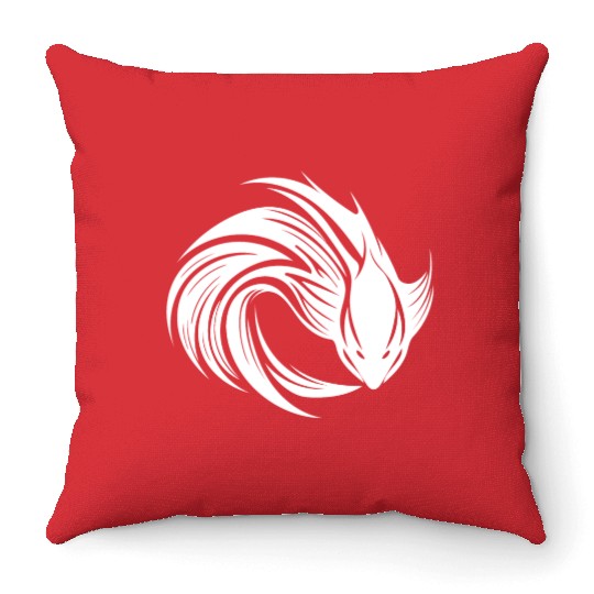 Wild Fighting Fish Tattoo Portrait Throw Pillows