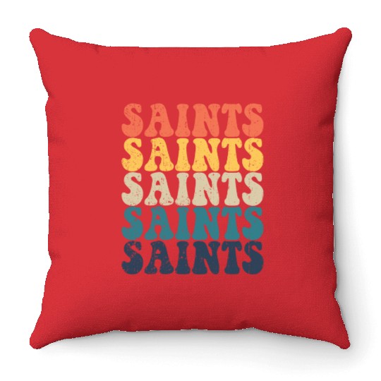 Saints High School Saints Sports Team Retro Saints Throw Pillows