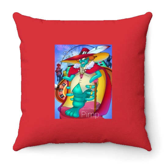 Cornbread Shrimp Da' Pimp (green) Throw Pillows