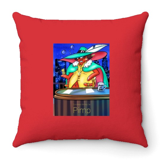 Cornbread Shrimp Da' Pimp Throw Pillows