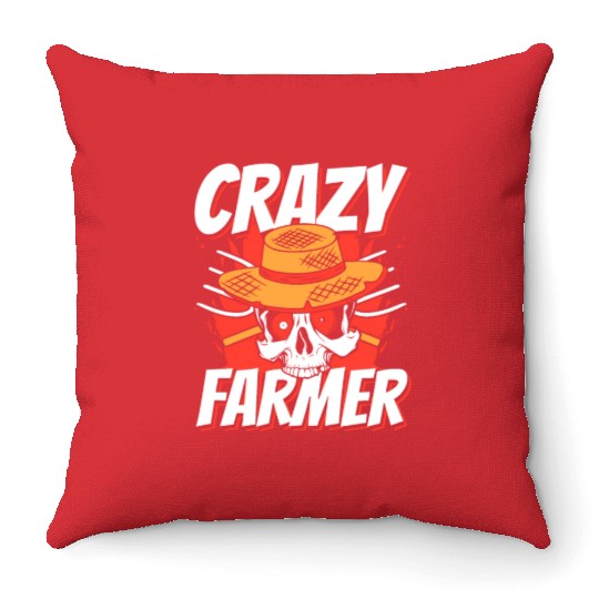Crazy Farmer Rancher Agribusiness Agriculture Throw Pillows