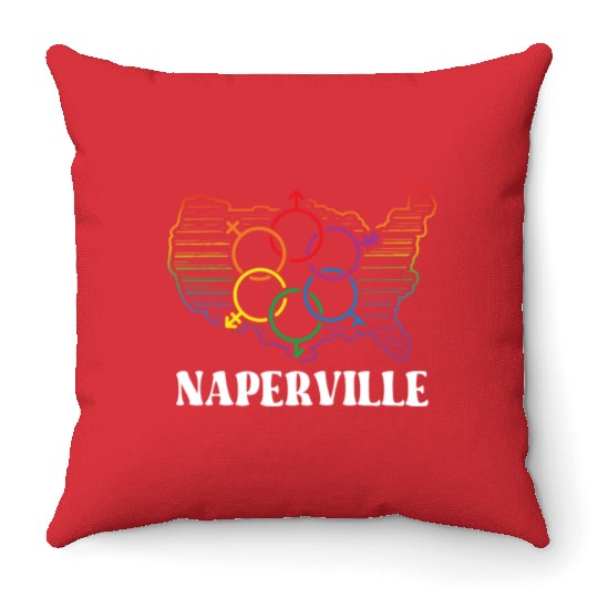 Naperville Pride Month Pride Flag LGBT Community L Throw Pillows