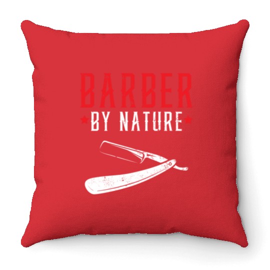 Barber By Nature Haircut Barbershop Hairstylist Throw Pillows