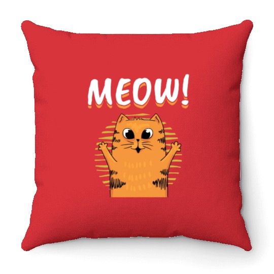 Girls Women Cute Cat Lover Throw Pillows