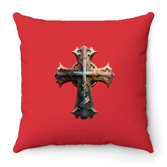 Jesus Cross Painting Throw Pillows