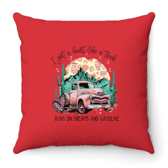 I Got A Heart Like a Truck Throw Pillows