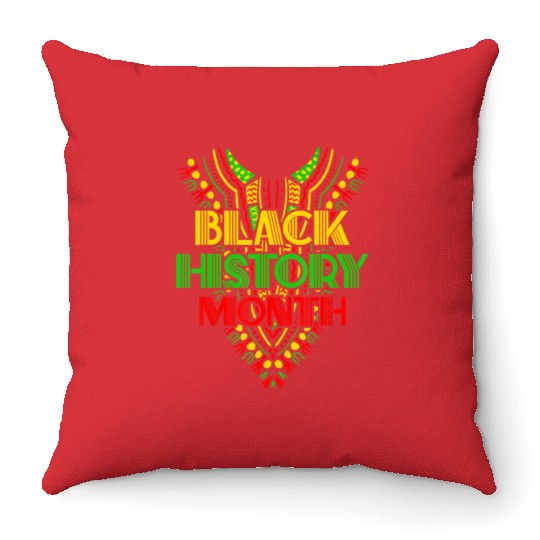 Black History Month Juneteenth Kente Dashiki Cost Throw Pillows