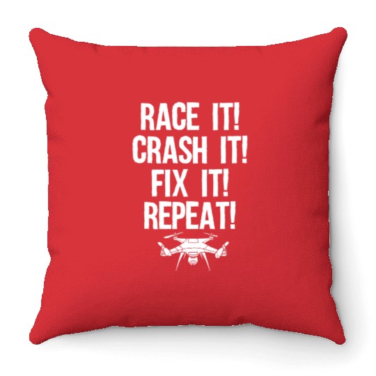 Funny Drone Racing Design Men Women Drone Pilot R Throw Pillows