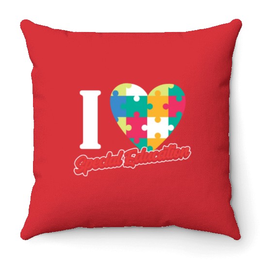 I Love Special Education Sped Teacher Awareness Throw Pillows