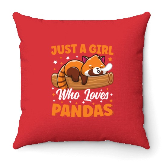 Just A Girl Who Loves Panda Bear Cute Sleeping Throw Pillows