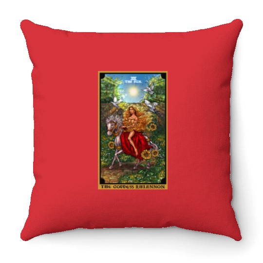 The Goddess Rhiannon in The Sun Tarot Card Throw Pillows