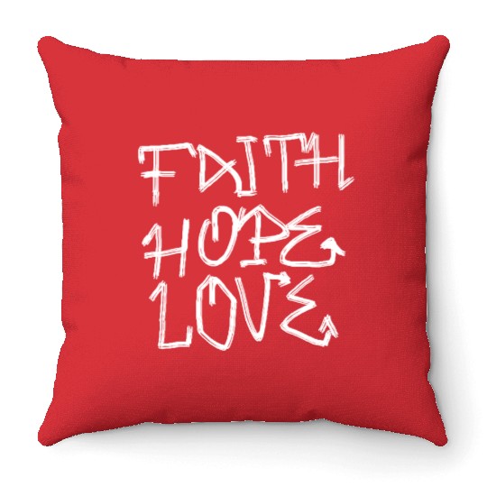 Faith, hope, love Throw Pillows