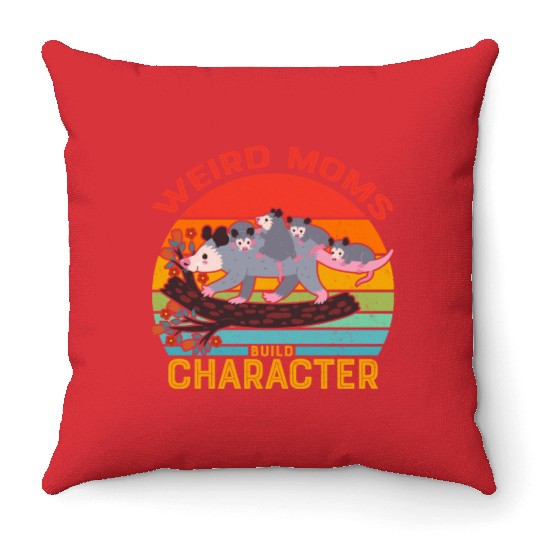 Weird Moms Build Character Opossum Throw Pillows