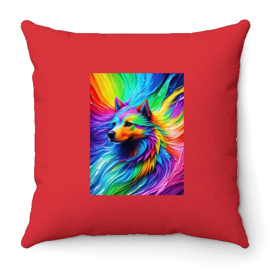 Labrador Retriever with rainbow splashes of colors Throw Pillows
