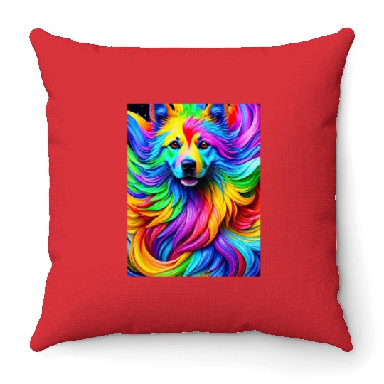 Labrador Retriever with rainbow splashes of colors Throw Pillows