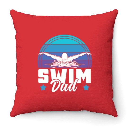 Cool Swim Dad Swim Father Swimmer Enthusiast Throw Pillows