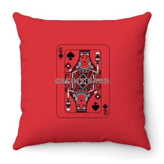 CREDIT CARD Queen of Spades Playing Card Throw Pillows