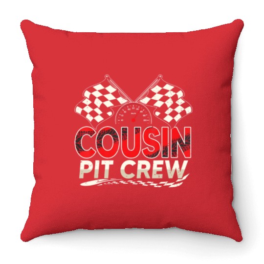 Funny Cousin Pit Crew Race Car Lover Racing Famil Throw Pillows