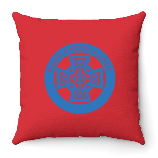 Timeless Celtic Cross With Faith Hope Love Throw Pillows