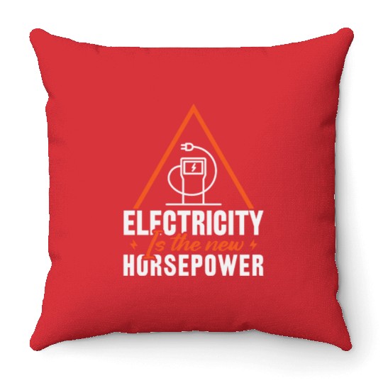 Electric Vehicle Electricity Is The New Horsepower Throw Pillows