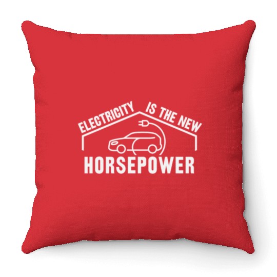 Electric Vehicle Electricity Is The New Horsepower Throw Pillows