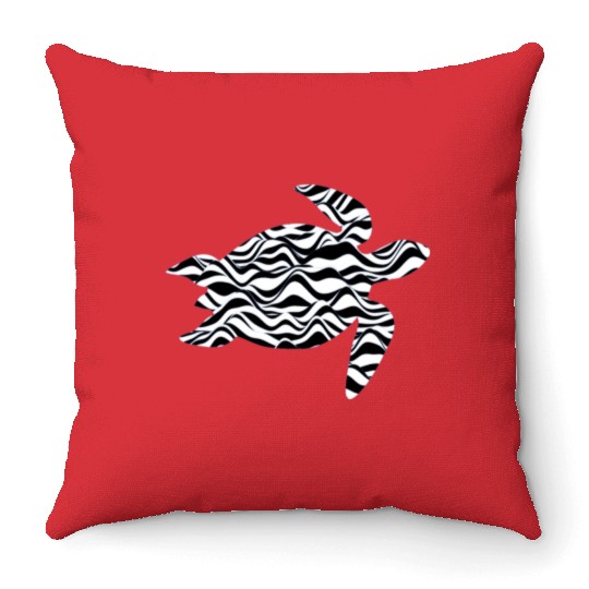 Ocean Sea Turtle, Beautiful white Foamed Waves of Throw Pillows