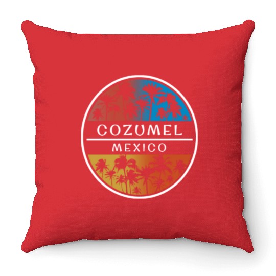 Cozumel Mexico Stylish Vacation Souvenir Palm Tree Throw Pillows