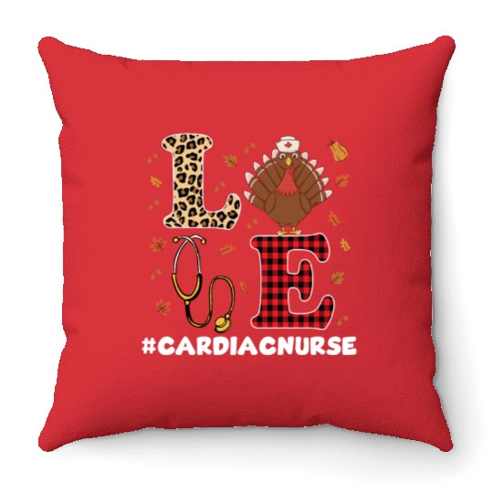 Thanksgiving Cardiac Nurse Costume Throw Pillows