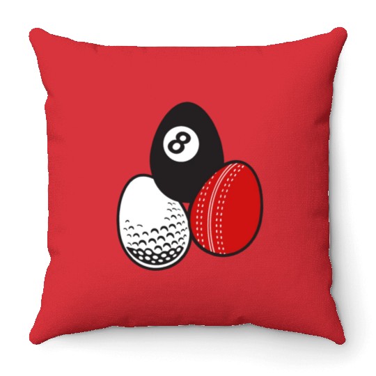 Cue Sports Billiards Cricket Golf Easter Egg Balls Throw Pillows