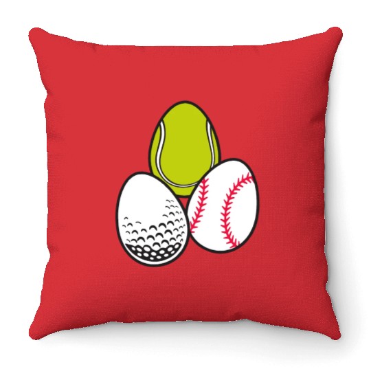 Sports Easter Egg Tennis Athletic Baseball Game Throw Pillows
