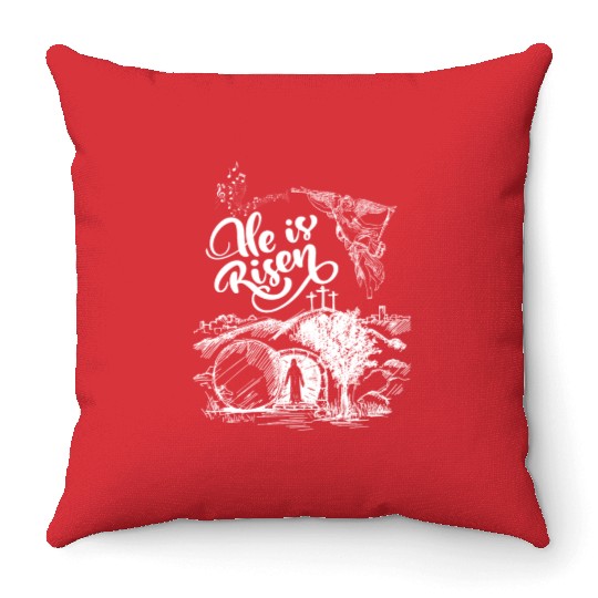 He Is Risen- White Drawing Angel HD Throw Pillows