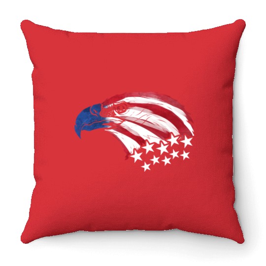 Bald Eagle Us Flag Colors Throw Pillows