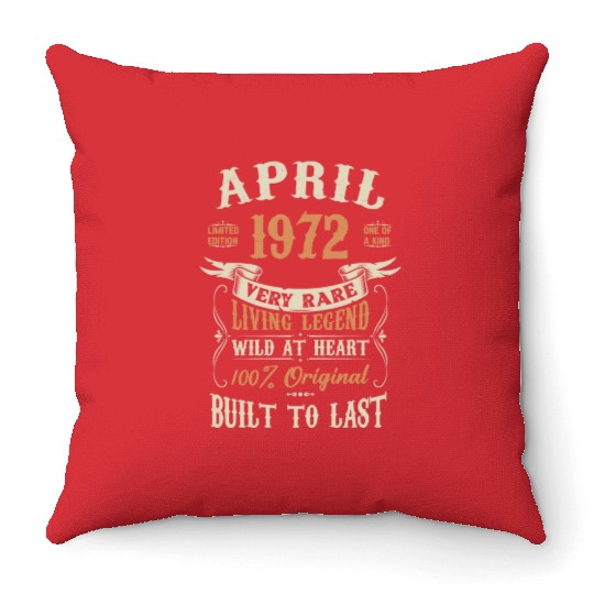 April 1972 Birthday Surprise Throw Pillows