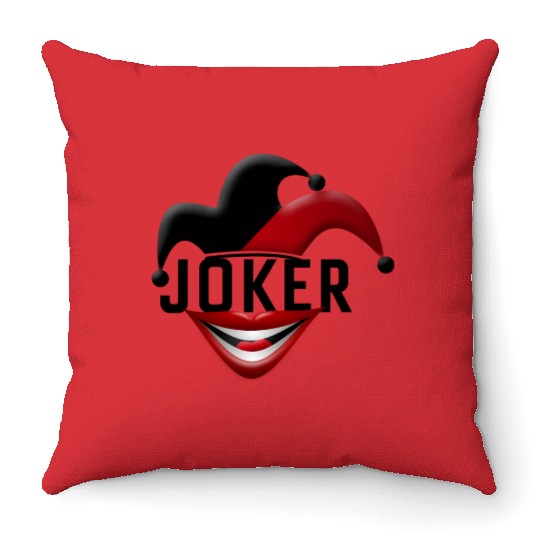 Joker in Red and Black Throw Pillows