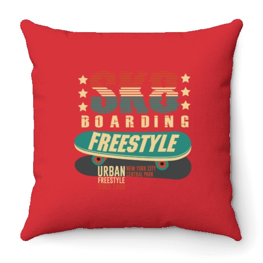 Sk8 Boarding Skateboarding Freestyle Throw Pillows