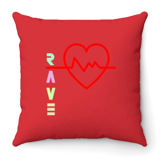 Rave with heart beat logo Throw Pillows