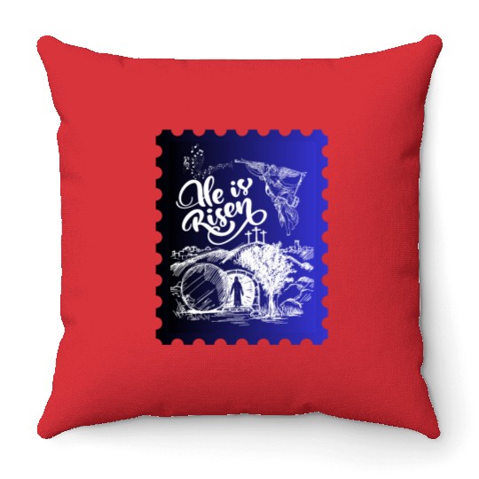 He Is Risen. Angel and singing; Classic drawing Throw Pillows