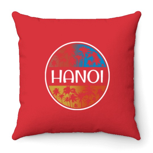Hanoi Vietnam Stylish Vacation Souvenir Palm Tree Throw Pillows