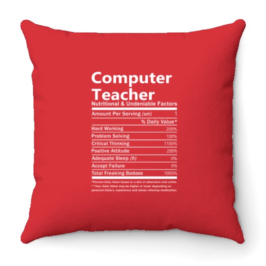Computer Teacher Throw Pillows - Nutritional And Undenia