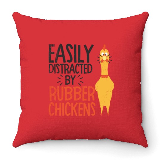 Rubber Chicken Enthusiast Loud Scream Yellow Throw Pillows