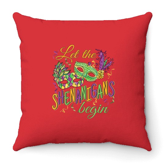 Funny Mardi Gras Costume Let The Shenanigans Begi Throw Pillows